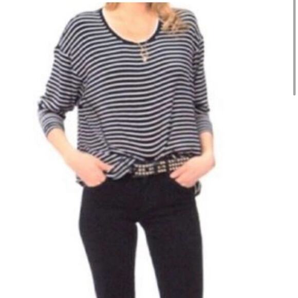 Cabi black white striped jersey knit top size Small #4005 - Picture 1 of 12